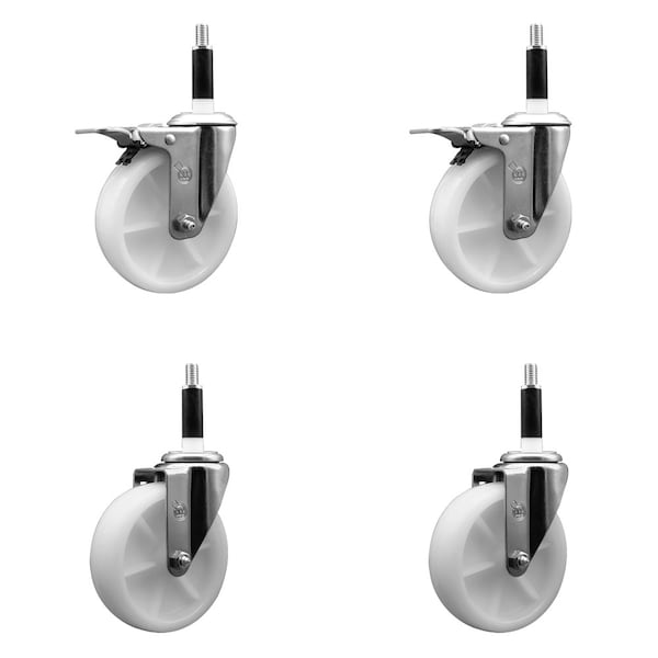 Service Caster 5'' Nylon Swivel 7/8'' Expanding Stem Caster Set 2 Total Lock Brakes, 4PK SCC-EXTTL20S514-NYS-2-S-2-78 - main